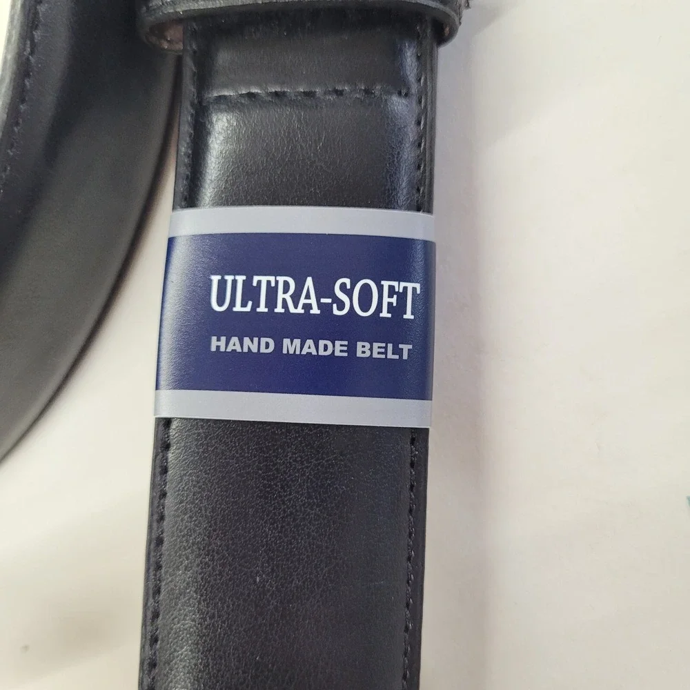 Stafford Dress Belt Men 54 Black Genuine Leather Big & Tall Hand Made Ultra-Soft